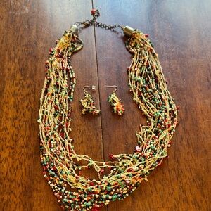 Elegant Multicolor Beaded Necklace and Earring Set